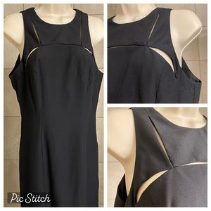 Vintage Adrianna Papell Evening black cocktail dress with bodice slits, size 10